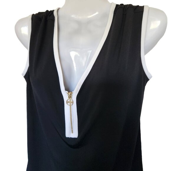 NWOT Black Tank Top with White Contrast Piping - Picture 2 of 6